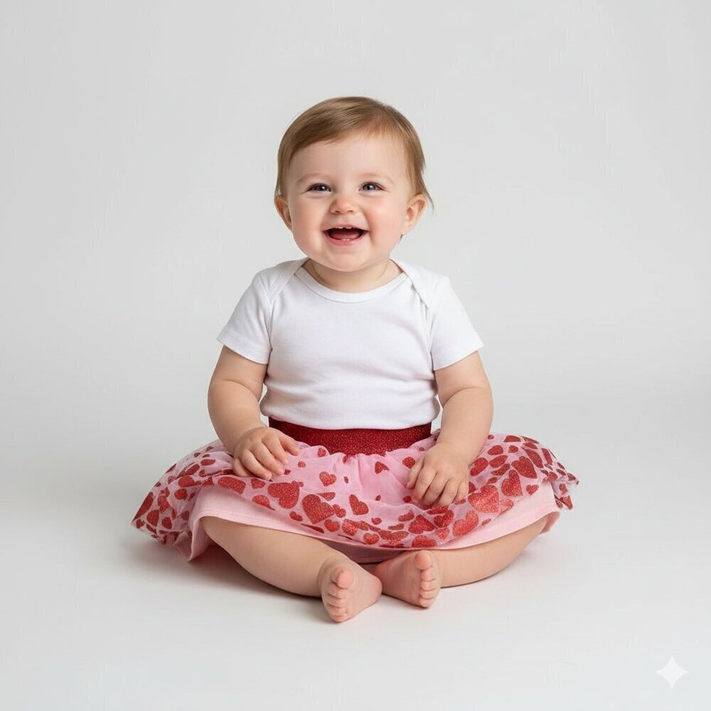 Valentines Day Tutu Skirt 12M Pink & Red Glitter Hearts Girly Coquette Style